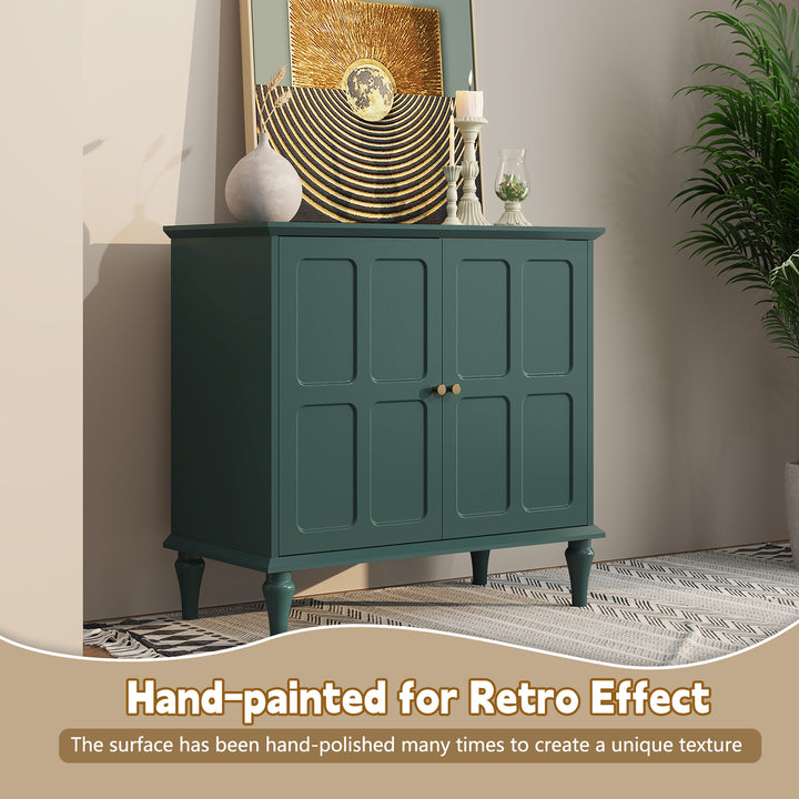 HLR® Mid-Century Modern 31.4''W Wooden Credenza Sideboard – 2-Door with Adjustable Shelves for Living & Dining Room