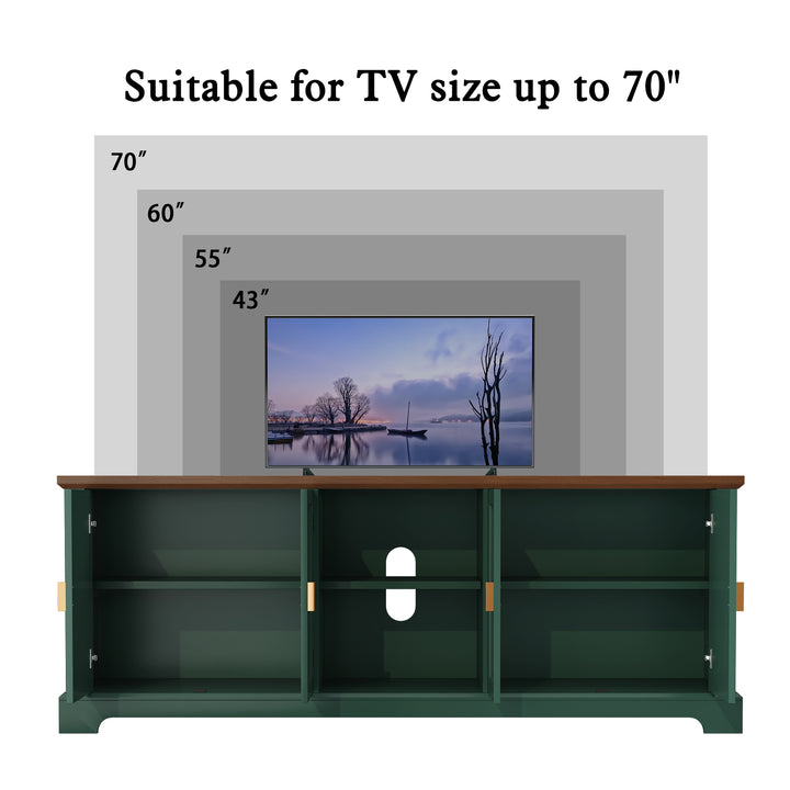 HLR® 67'' Modern Farmhouse TV Stand with Wood Entertainment Center for 75'' TVs Storage and Cable Management for Living Room