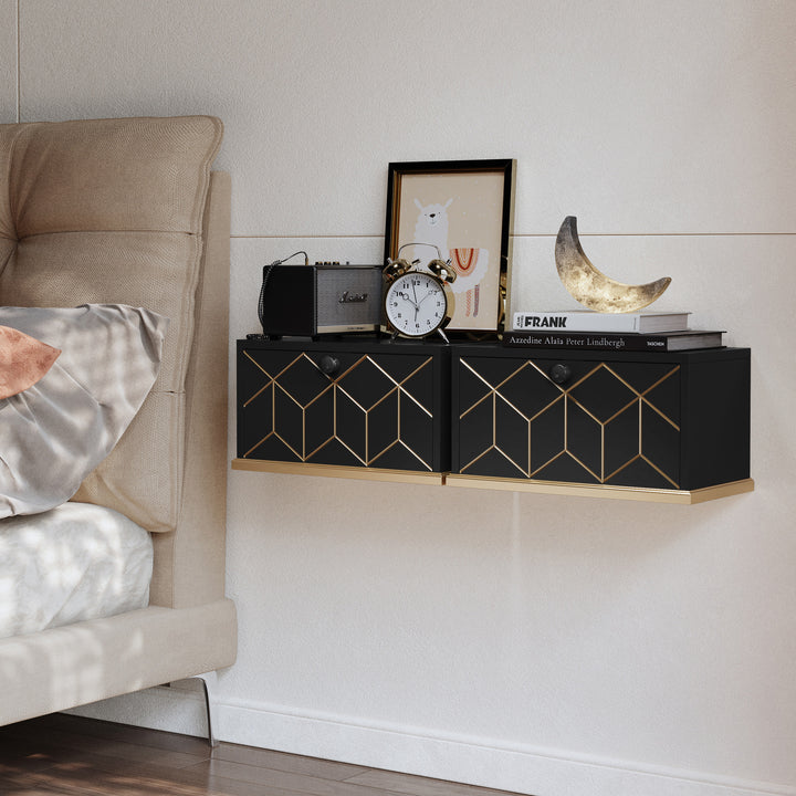 HLR® Small Floating Nightstand Wall Mounted – Removable Door, Easy to Install & Space-Saving for Small Bedrooms, Bathrooms