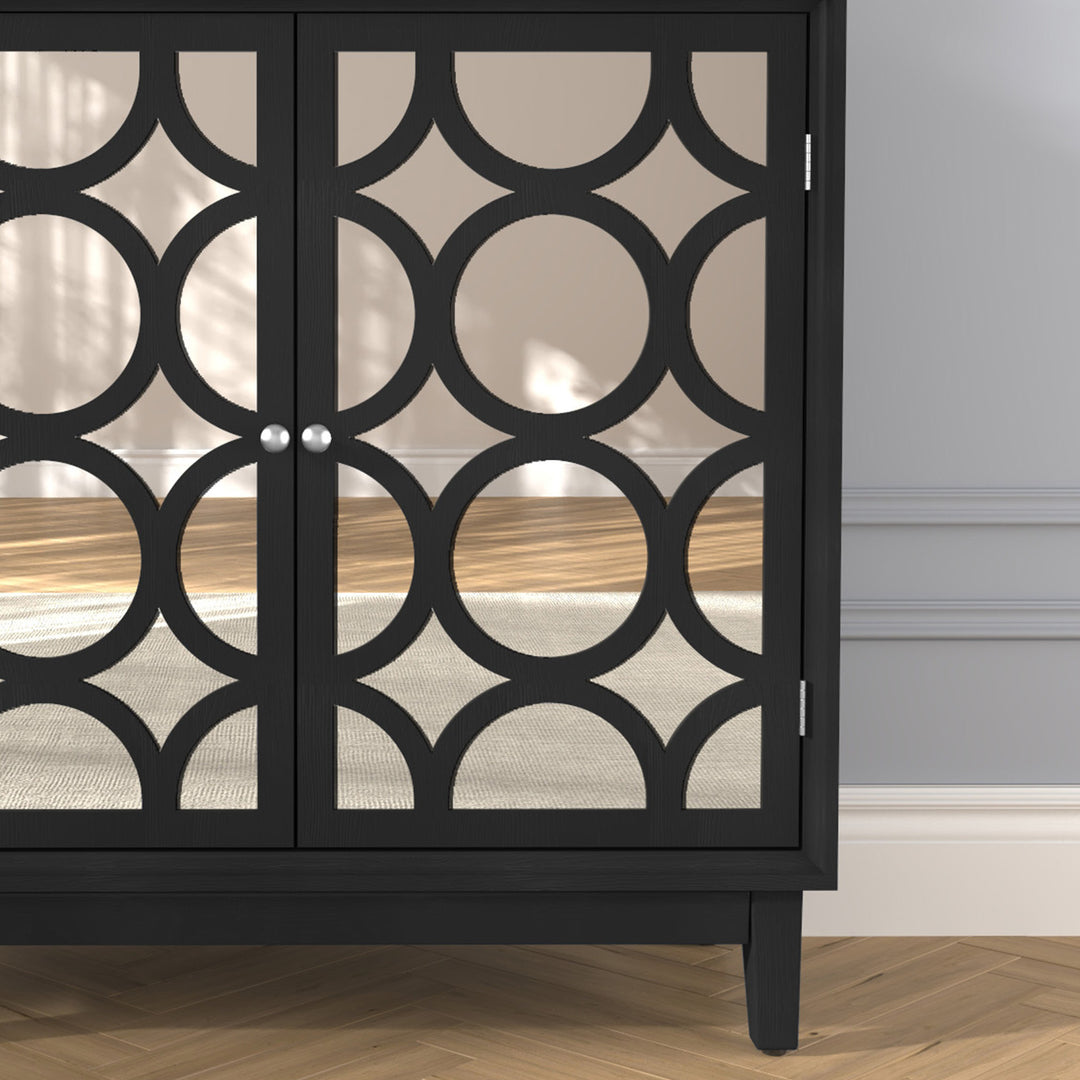 HLR® Modern Sideboard Buffet with 2 Mirror Doors – Glam Accent Storage Cabinet for Living, Dining & Entryway