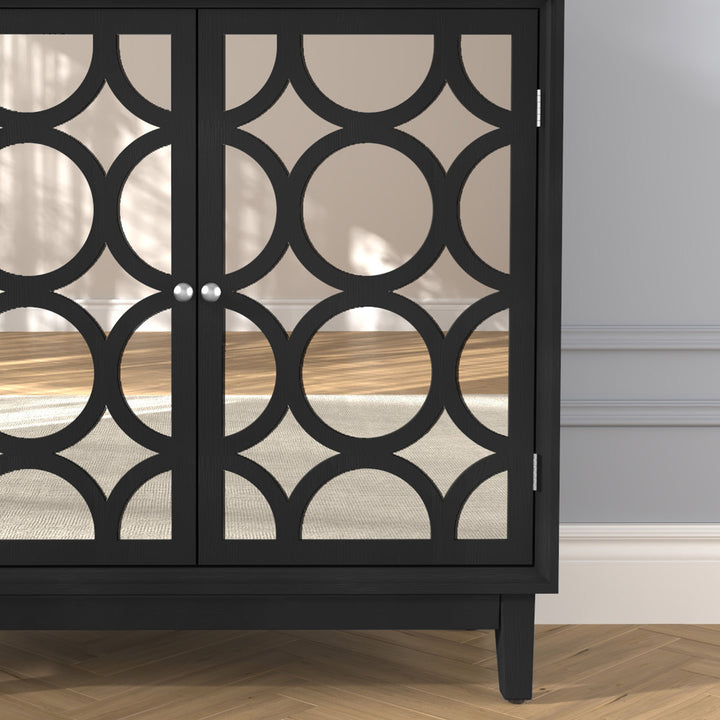 HLR® Modern Sideboard Buffet with 2 Mirror Doors – Glam Accent Storage Cabinet for Living, Dining & Entryway