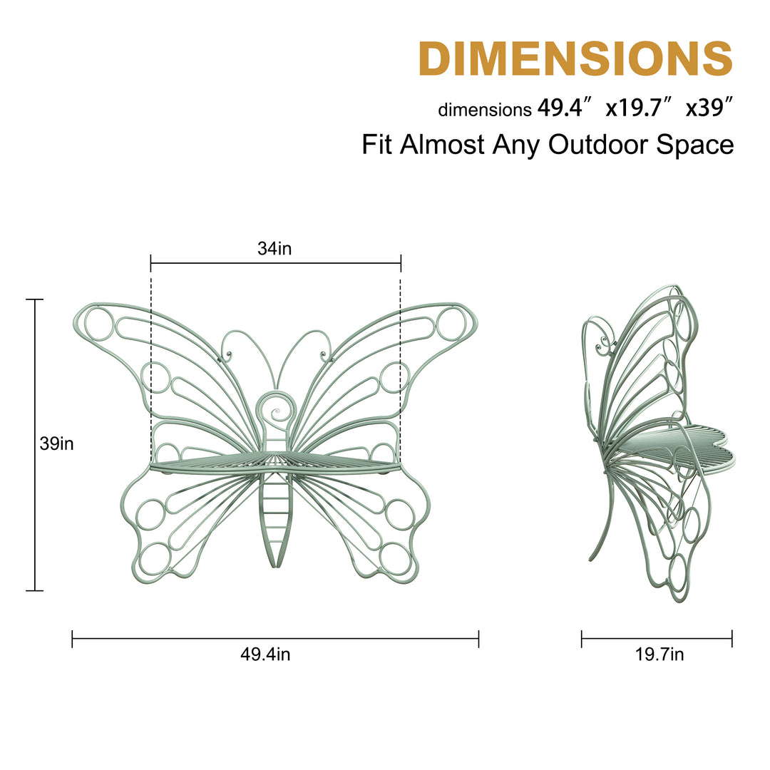 50" Butterfly-Design Cast Iron Outdoor Bench – Heavy-Duty Weatherproof Patio Seat with Rust-Resistant Finish (Garden & Yard)