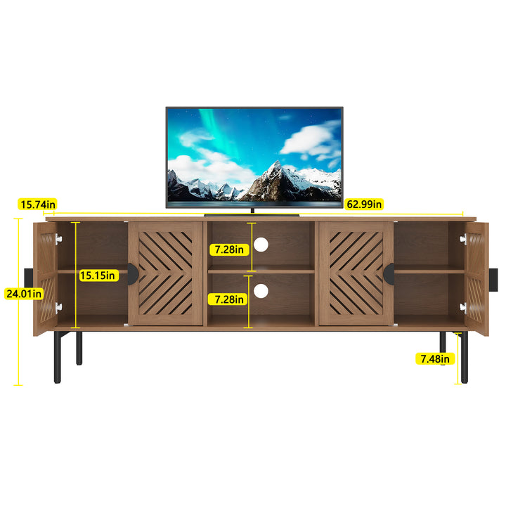 HLR® Modern Wood TV Stand with 2-Tier Shelves & Storage – Stylish Centerpiece for Living Room