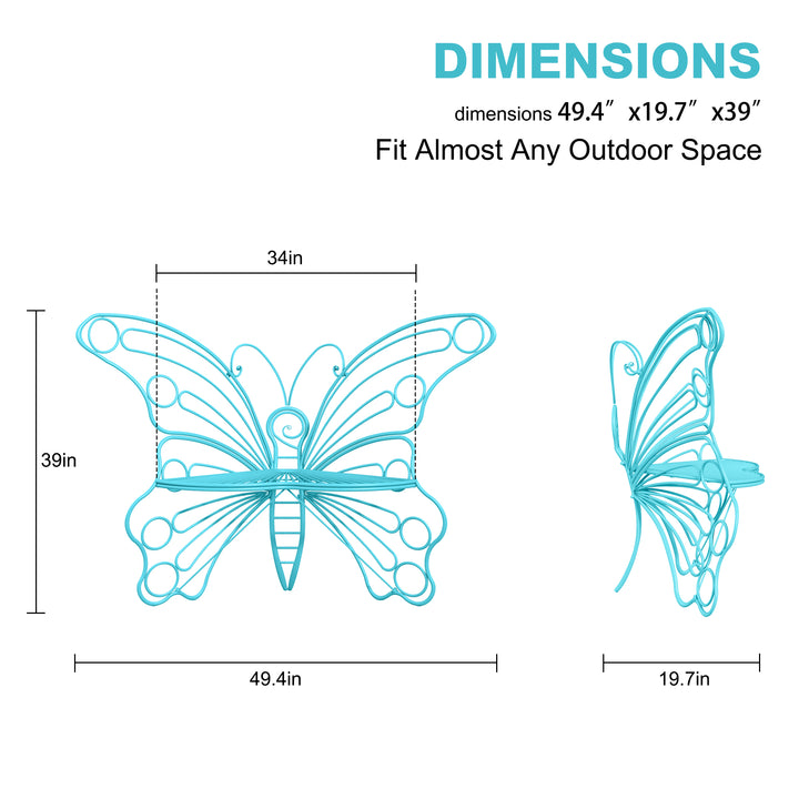 50" Butterfly-Design Cast Iron Outdoor Bench – Heavy-Duty Weatherproof Patio Seat with Rust-Resistant Finish (Garden & Yard)