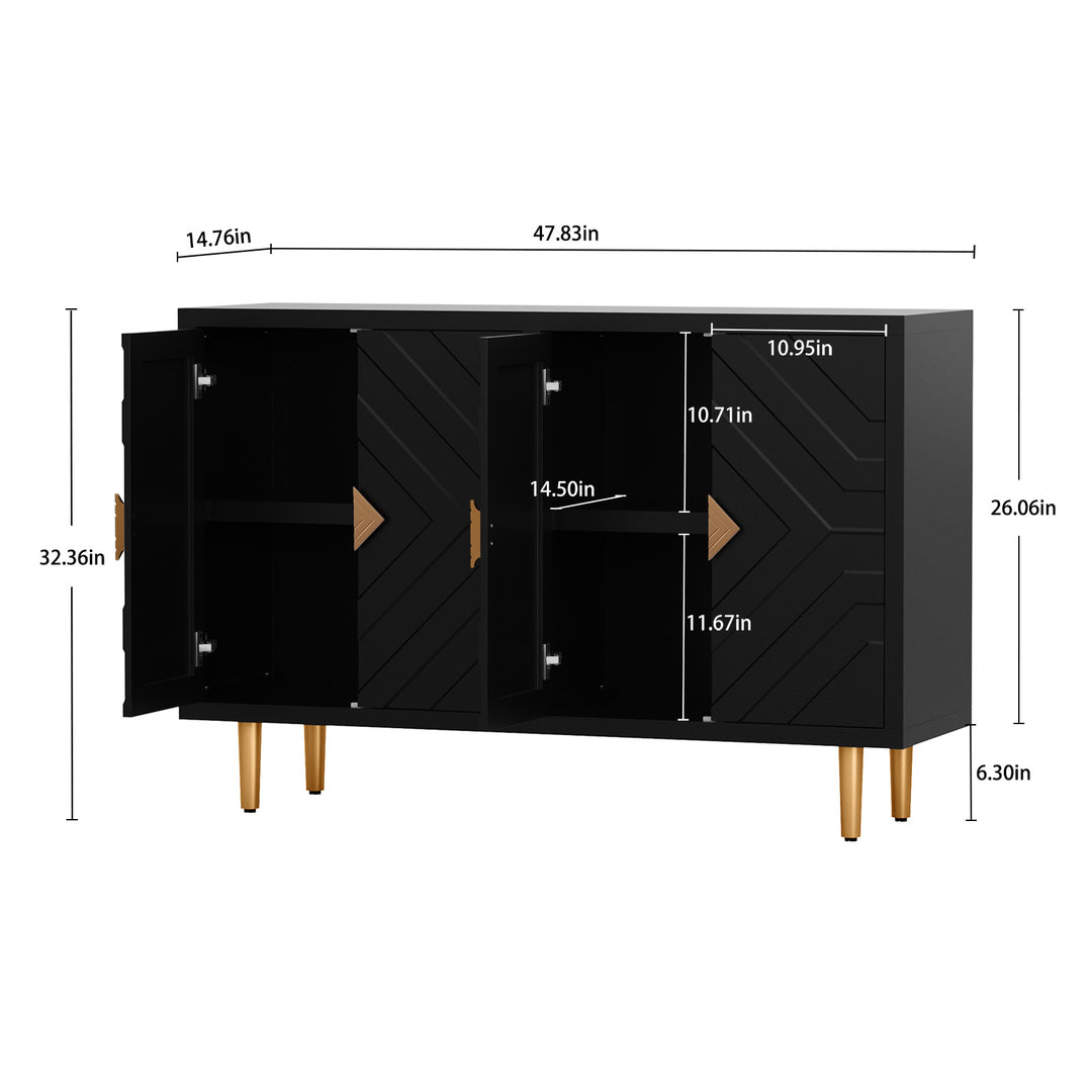 HLR® Modern Accent Cabinet – Decorative Embossed Pattern Doors Sideboard Buffet Credenza with Storage – Stylish Storage for Living Room & Dining
