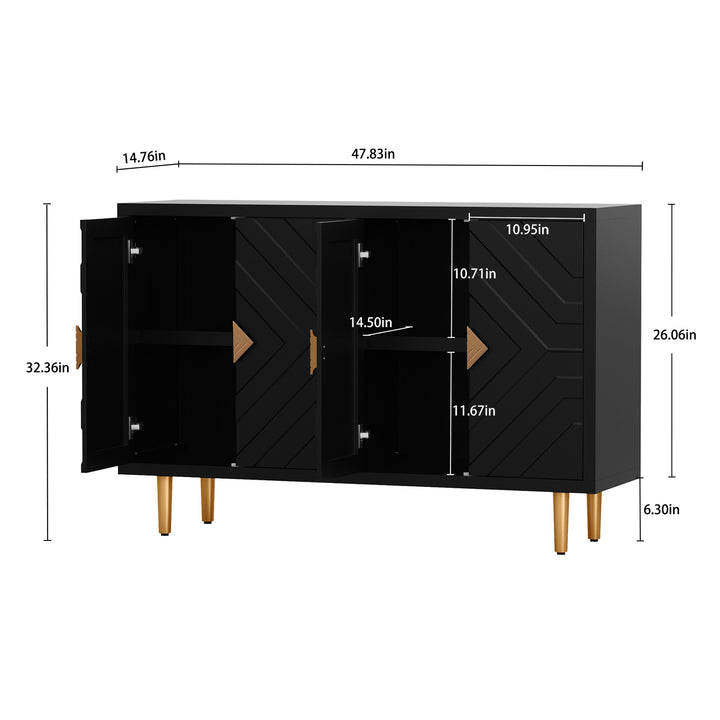 HLR® Modern Accent Cabinet – Decorative Embossed Pattern Doors Sideboard Buffet Credenza with Storage – Stylish Storage for Living Room & Dining
