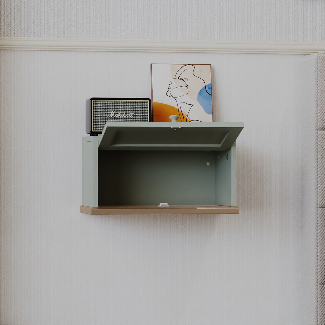 HLR® Small Floating Nightstand Wall Mounted – Removable Door, Easy to Install & Space-Saving for Small Bedrooms, Bathrooms