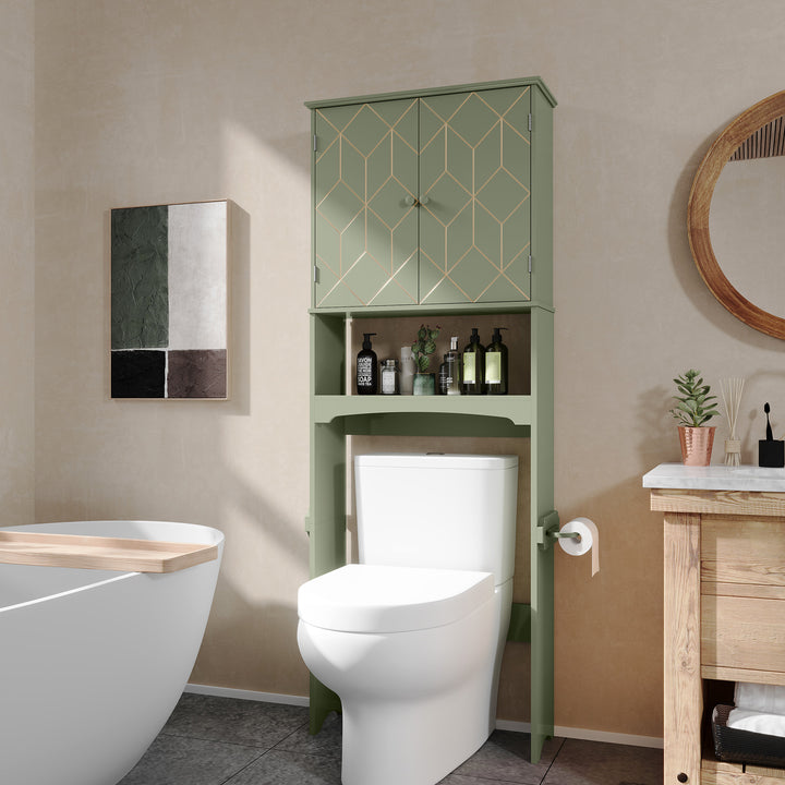 HLR® Space-Saving Over-The-Toilet Storage Cabinet with Doors & Adjustable Shelves – Fits Most Standard Toilets for Bathroom Organization