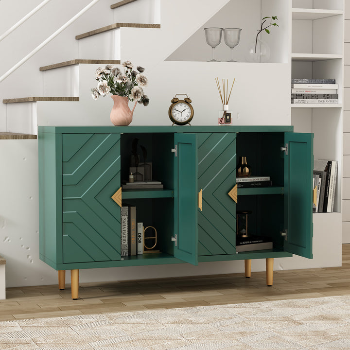 HLR® Modern Accent Cabinet – Decorative Embossed Pattern Doors Sideboard Buffet Credenza with Storage – Stylish Storage for Living Room & Dining