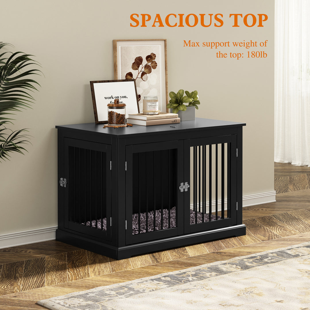 HLR® Furniture-Style Decorative Dog Crate for Small & Medium Dogs with Cushion Flip-top Plate and Chew-Proof Metal Bars