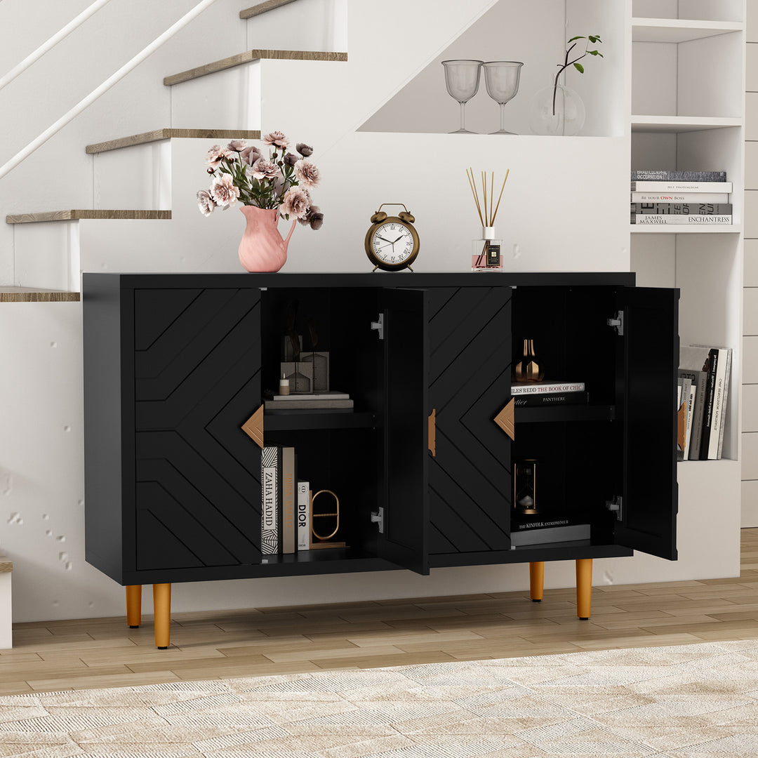 HLR® Modern Accent Cabinet – Decorative Embossed Pattern Doors Sideboard Buffet Credenza with Storage – Stylish Storage for Living Room & Dining