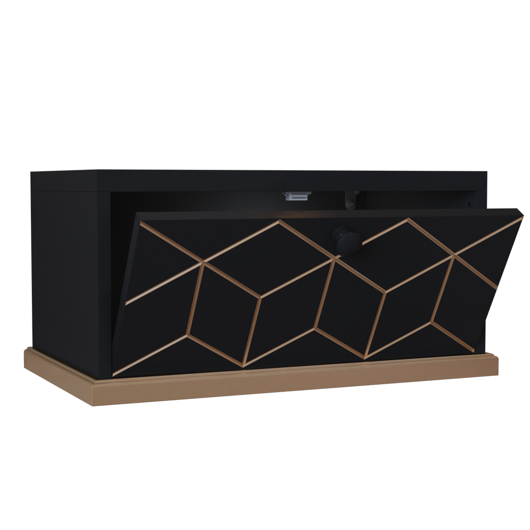 HLR® Large Floating Nightstand Wall Mounted with Removable Flip Door – Space-Saving Multi-Purpose Shelves, Green/Black/White