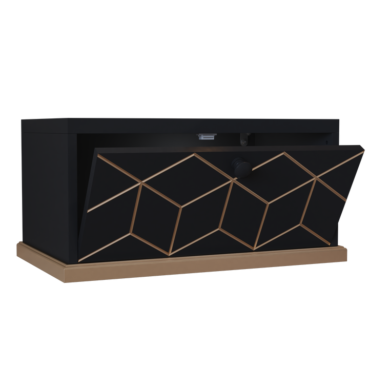 HLR® Large Floating Nightstand Wall Mounted with Removable Flip Door – Space-Saving Multi-Purpose Shelves, Green/Black/White