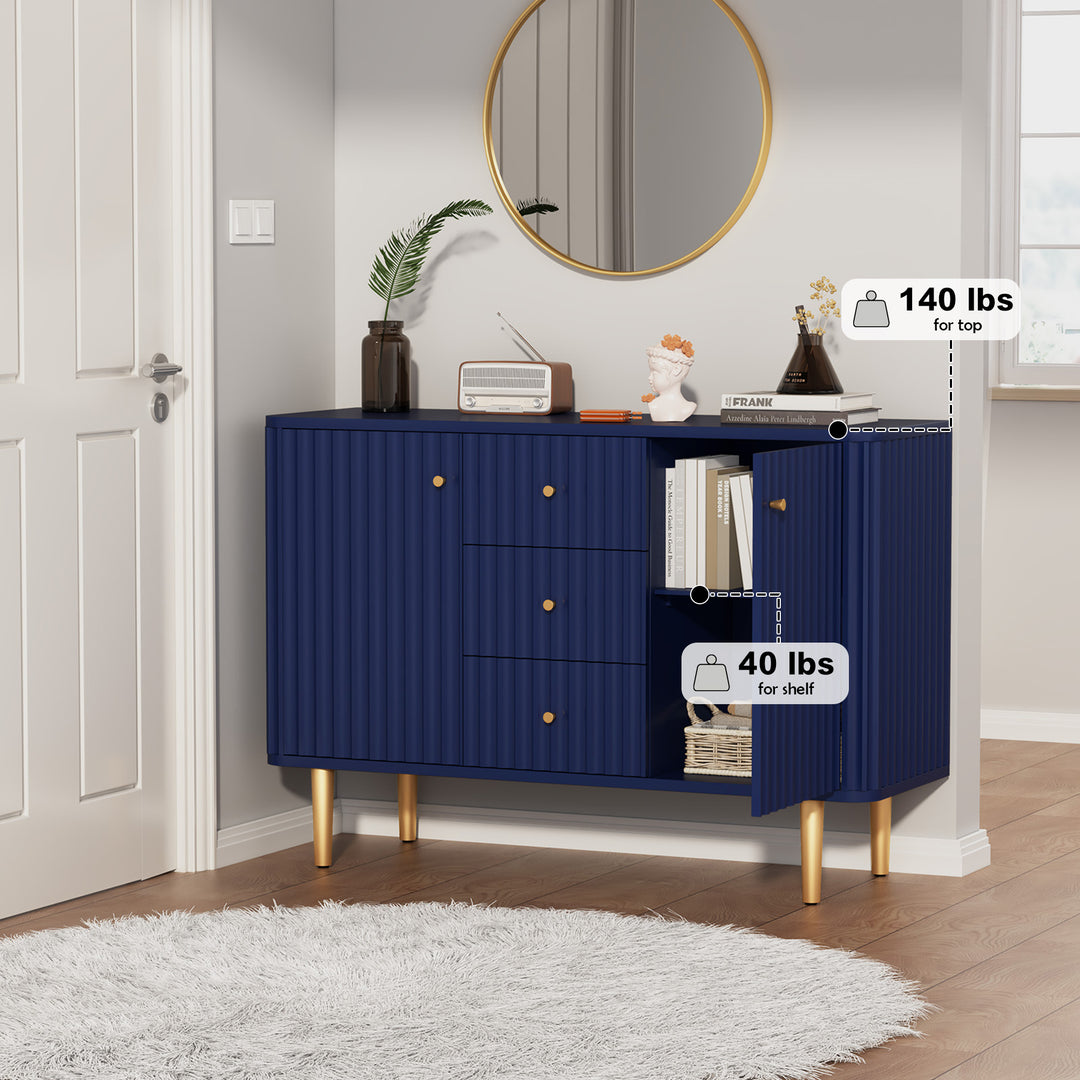 HLR® Modern Fluted Accent Sideboard Buffet with Drawers & Storage Cabinet – Stylish Organizer for Entryway, Kitchen & Living Room