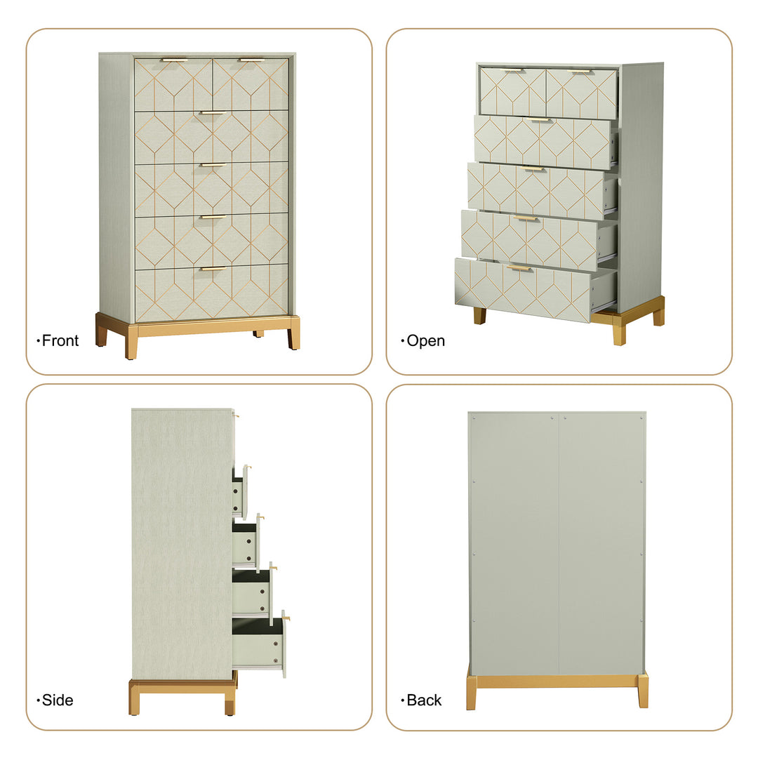 HLR® Green Modern Wood 6-Drawer Dresser – Large Capacity Storage Tower – Cabinet for Closet, Living Room & Entryway
