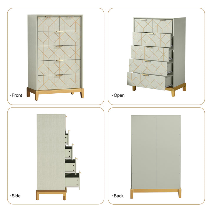 HLR® Green Modern Wood 6-Drawer Dresser – Large Capacity Storage Tower – Cabinet for Closet, Living Room & Entryway