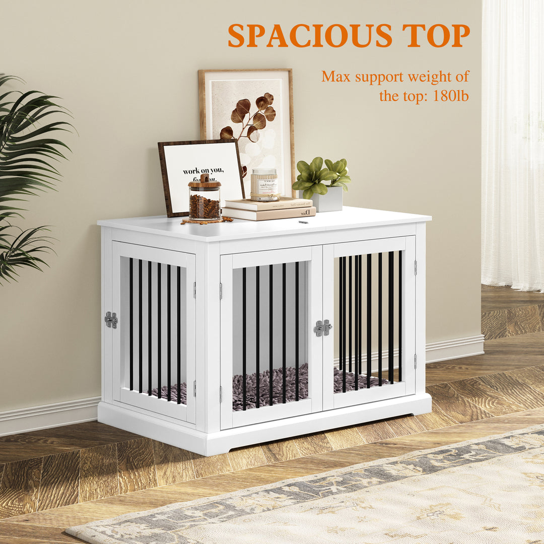 HLR® Furniture-Style Decorative Dog Crate for Small & Medium Dogs with Cushion Flip-top Plate and Chew-Proof Metal Bars