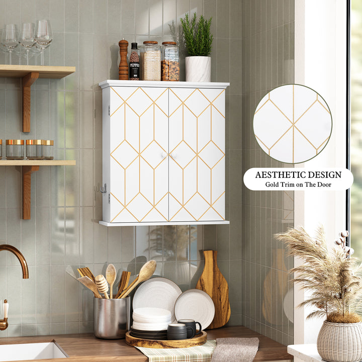 HLR® Gold Trim Wall-Mounted Bathroom Cabinet with Adjustable Shelves Space-Saving Storage for Bathroom