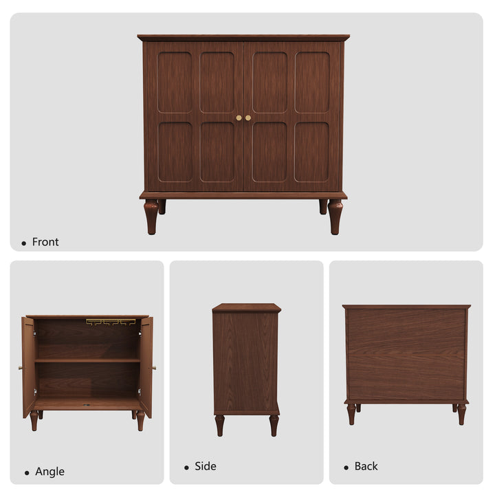HLR® Mid-Century Modern 31.4''W Wooden Credenza Sideboard – 2-Door with Adjustable Shelves for Living & Dining Room