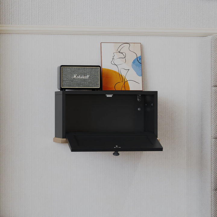 HLR® Small Floating Nightstand Wall Mounted – Removable Door, Easy to Install & Space-Saving for Small Bedrooms, Bathrooms