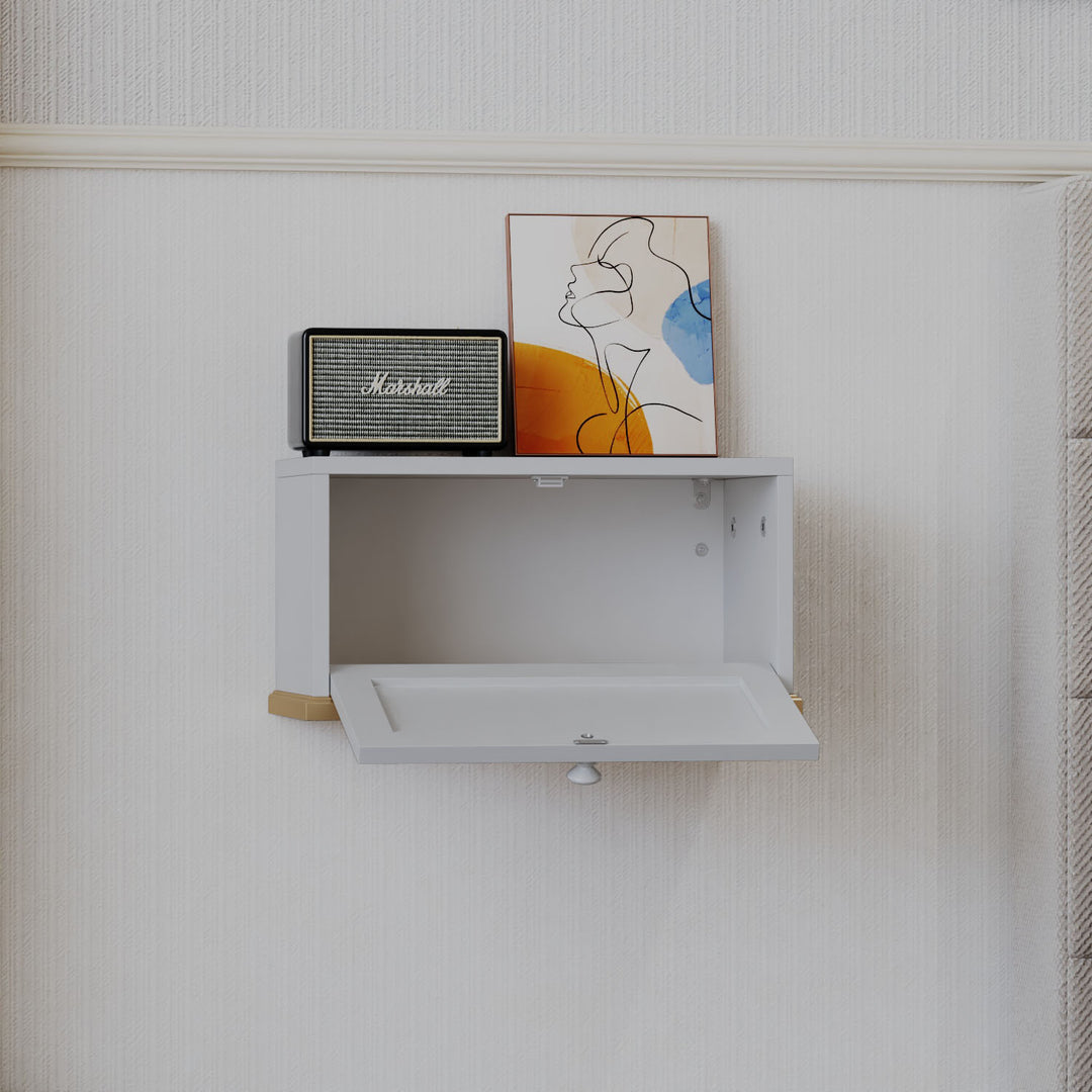 HLR® Small Floating Nightstand Wall Mounted – Removable Door, Easy to Install & Space-Saving for Small Bedrooms, Bathrooms