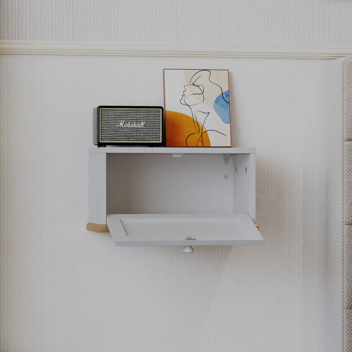 HLR® Small Floating Nightstand Wall Mounted – Removable Door, Easy to Install & Space-Saving for Small Bedrooms, Bathrooms