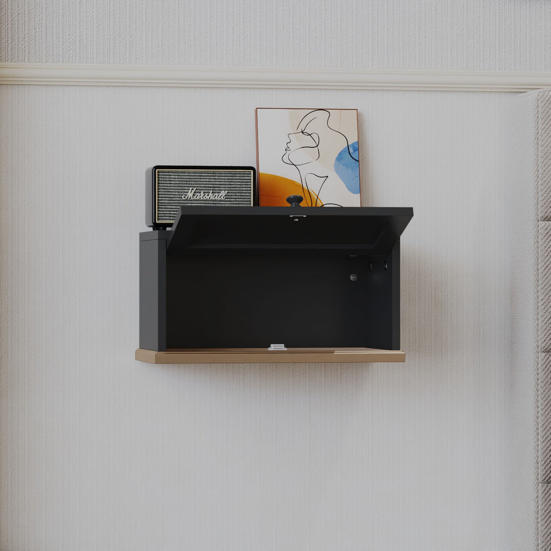 HLR® Small Floating Nightstand Wall Mounted – Removable Door, Easy to Install & Space-Saving for Small Bedrooms, Bathrooms