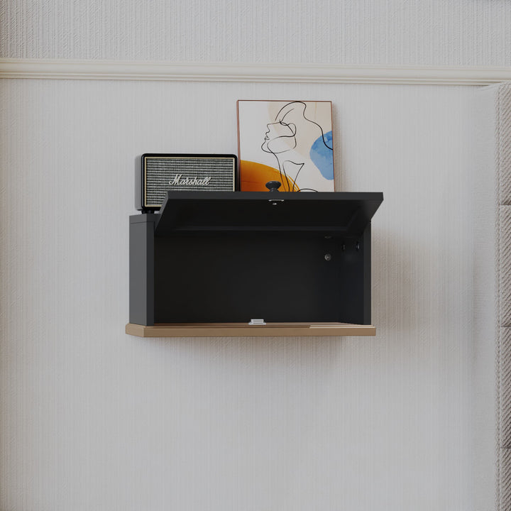 HLR® Small Floating Nightstand Wall Mounted – Removable Door, Easy to Install & Space-Saving for Small Bedrooms, Bathrooms