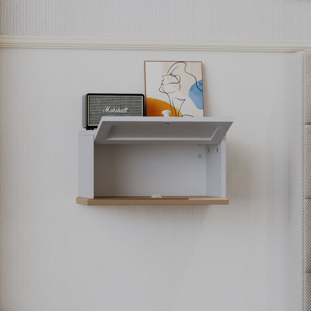 HLR® Small Floating Nightstand Wall Mounted – Removable Door, Easy to Install & Space-Saving for Small Bedrooms, Bathrooms