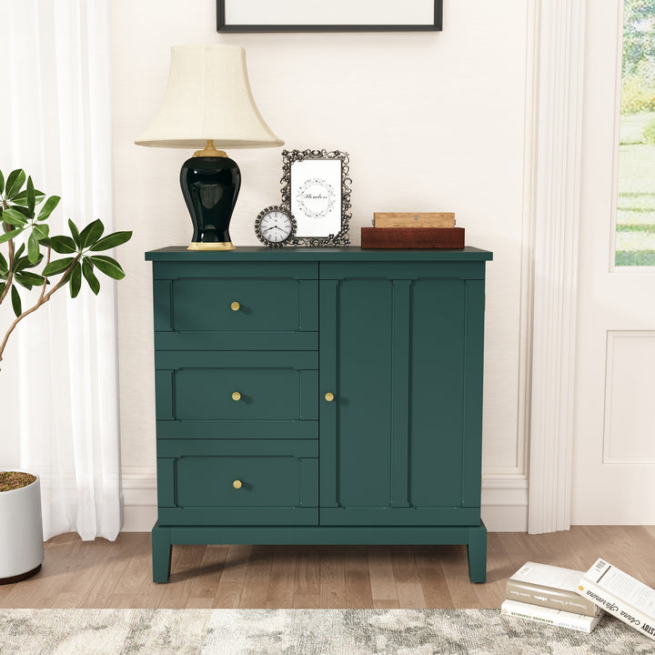 HLR® Wooden Accent Sideboard Cabinet – 3-Drawer Storage, Door & Shelves – Stylish Organization for Living Room & Entryway