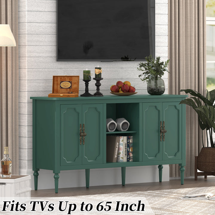 HLR® 67'' Modern Farmhouse TV Stand with Wood Center for 75'' TVs Storage and Cable Management for Living Room