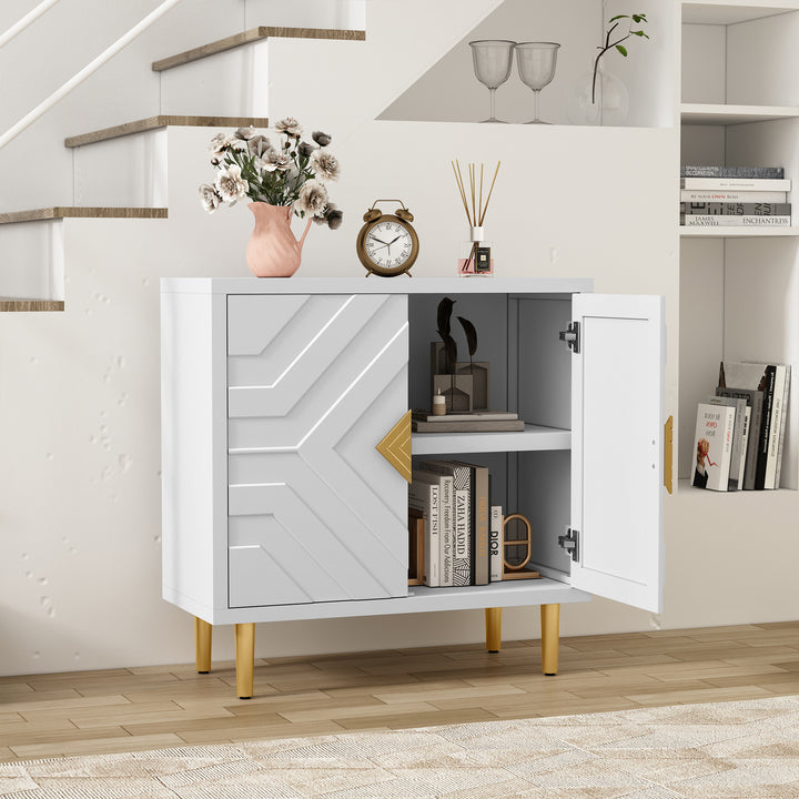 HLR® Modern Accent Cabinet – Decorative Embossed Pattern Doors Sideboard Buffet with Storage – Stylish Storage for Living Room & Dining