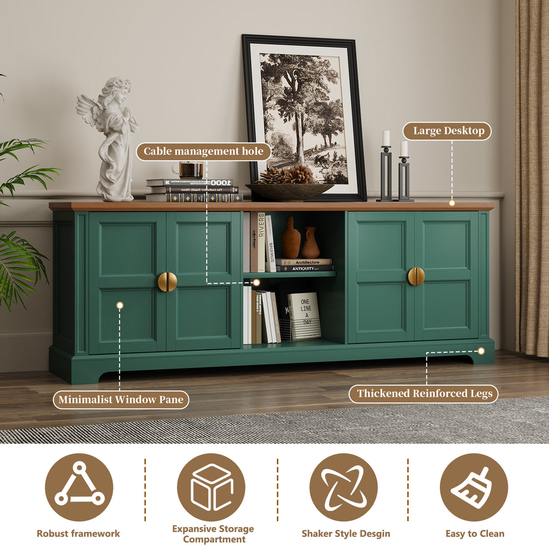 HLR® 67'' Modern Farmhouse TV Stand with Wood Entertainment Center for 75'' TVs Storage and Cable Management for Living Room