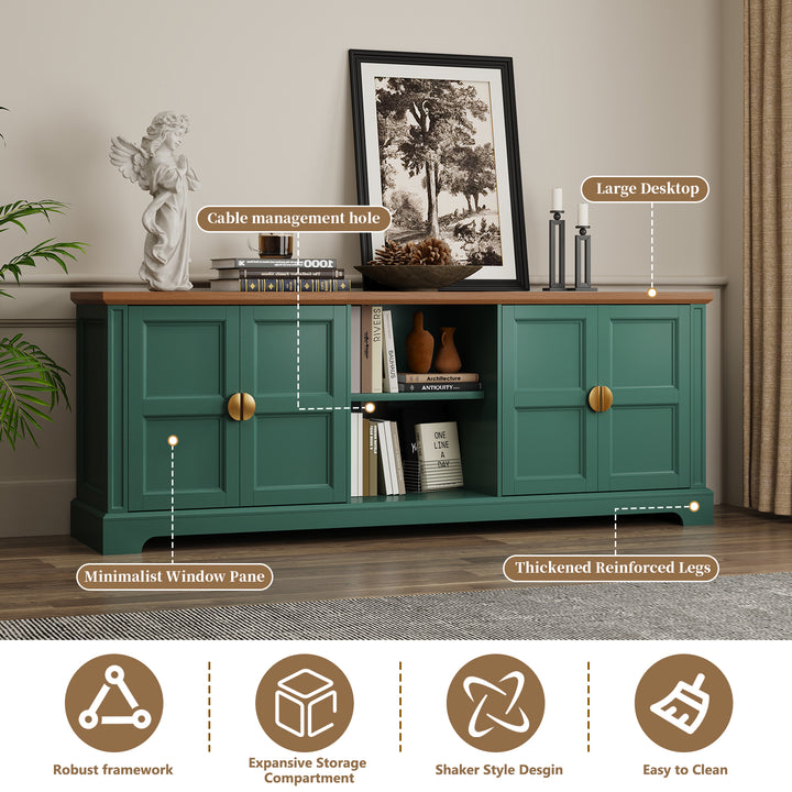 HLR® 67'' Modern Farmhouse TV Stand with Wood Entertainment Center for 75'' TVs Storage and Cable Management for Living Room