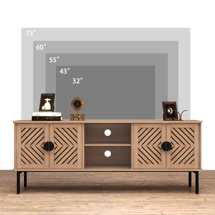 HLR® Modern Wood TV Stand with 2-Tier Shelves & Storage – Stylish Centerpiece for Living Room