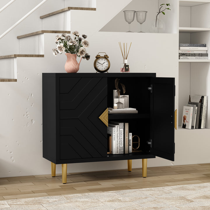 HLR® Modern Accent Cabinet – Decorative Embossed Pattern Doors Sideboard Buffet with Storage – Stylish Storage for Living Room & Dining