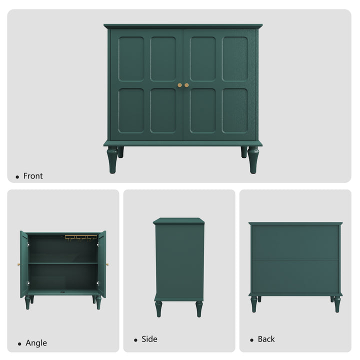 HLR® Mid-Century Modern 31.4''W Wooden Credenza Sideboard – 2-Door with Adjustable Shelves for Living & Dining Room