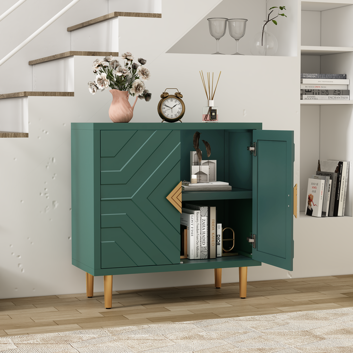 HLR® Modern Accent Cabinet – Decorative Embossed Pattern Doors Sideboard Buffet with Storage – Stylish Storage for Living Room & Dining