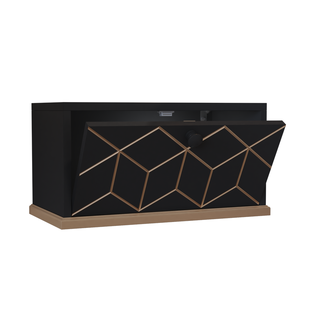 HLR® Small Floating Nightstand Wall Mounted – Removable Door, Easy to Install & Space-Saving for Small Bedrooms, Bathrooms