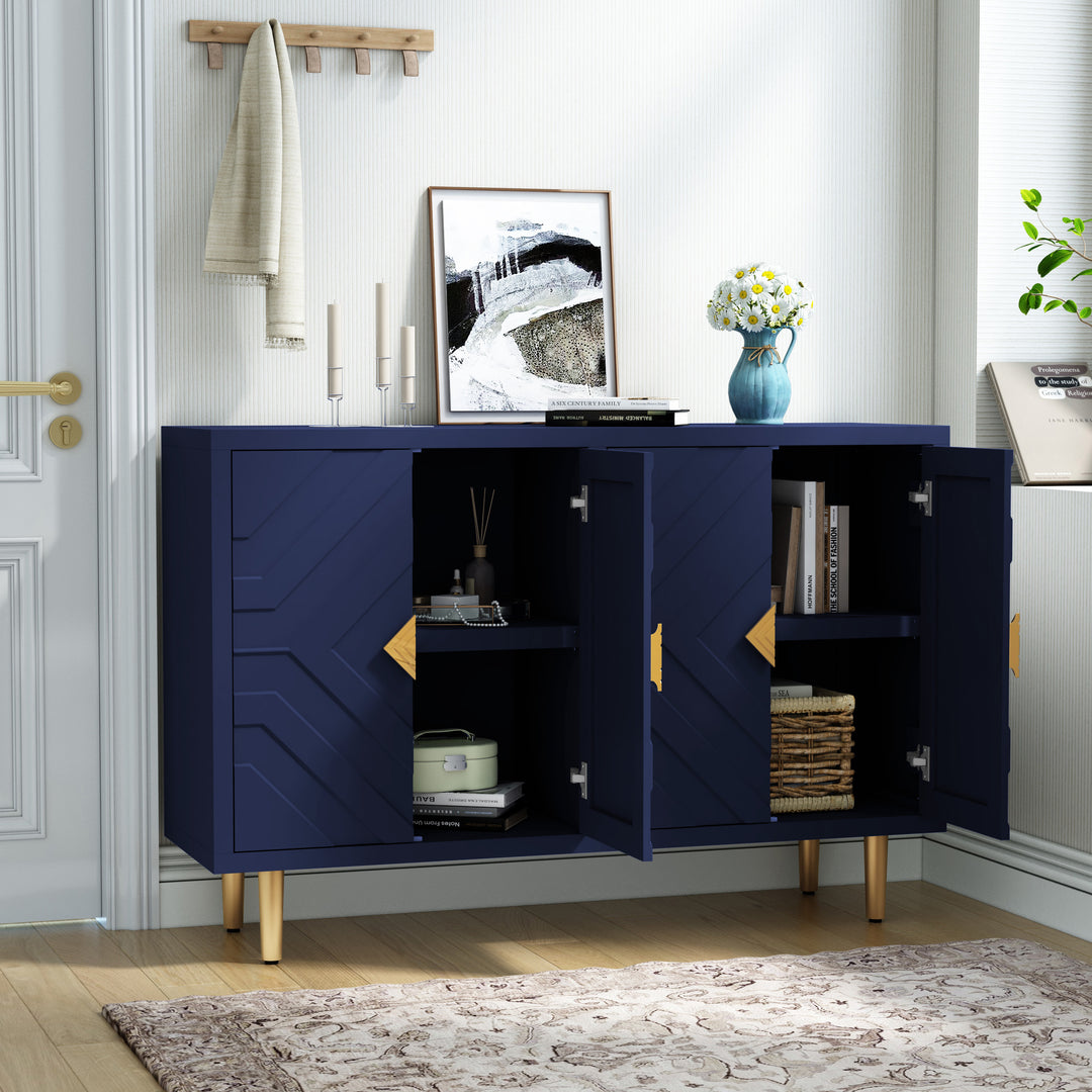 HLR® Modern Accent Cabinet – Decorative Embossed Pattern Doors Sideboard Buffet Credenza with Storage – Stylish Storage for Living Room & Dining