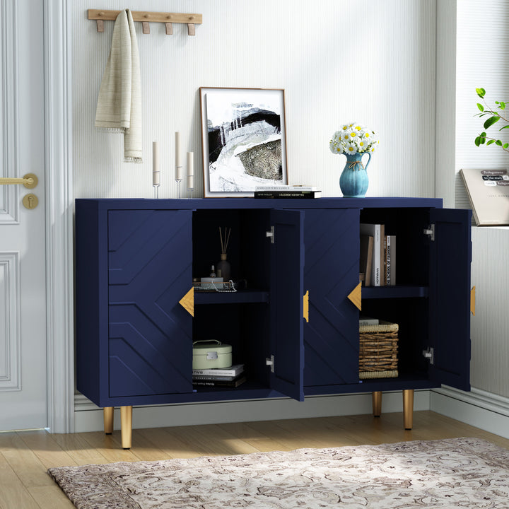 HLR® Modern Accent Cabinet – Decorative Embossed Pattern Doors Sideboard Buffet Credenza with Storage – Stylish Storage for Living Room & Dining