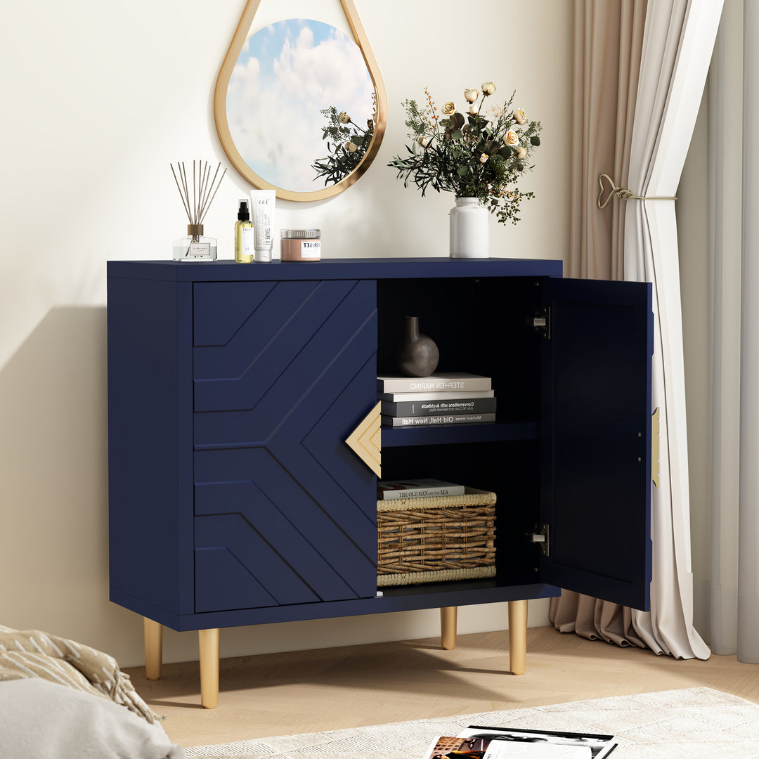HLR® Modern Accent Cabinet – Decorative Embossed Pattern Doors Sideboard Buffet with Storage – Stylish Storage for Living Room & Dining