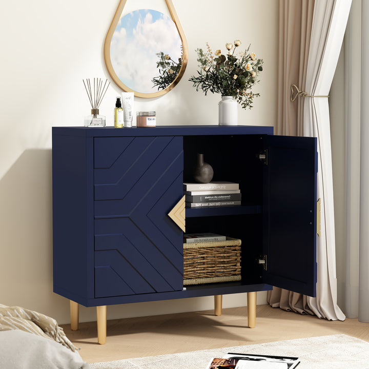 HLR® Modern Accent Cabinet – Decorative Embossed Pattern Doors Sideboard Buffet with Storage – Stylish Storage for Living Room & Dining