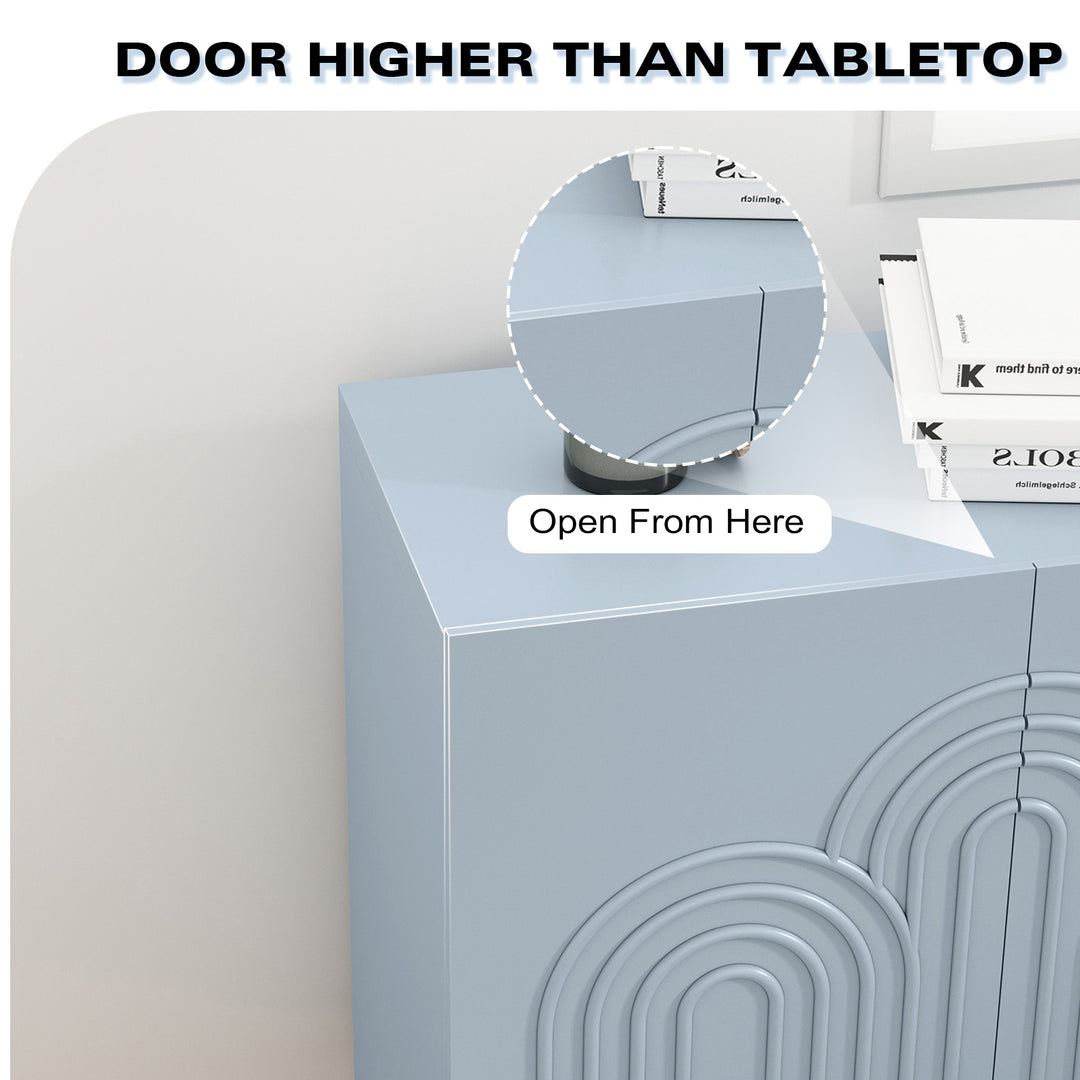 HLR® 47-Inch Modern Credenza with Cloud Relief Design – 3-Door Storage Organizer for Living, Dining & Entryway