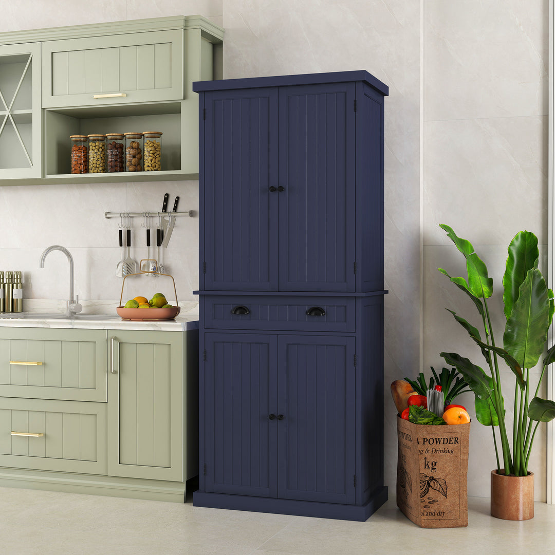 HLR® Classic White Freestanding Pantry Cabinet with Adjustable Shelves & Drawer – Versatile Storage for Kitchen, Bathroom & Hallway