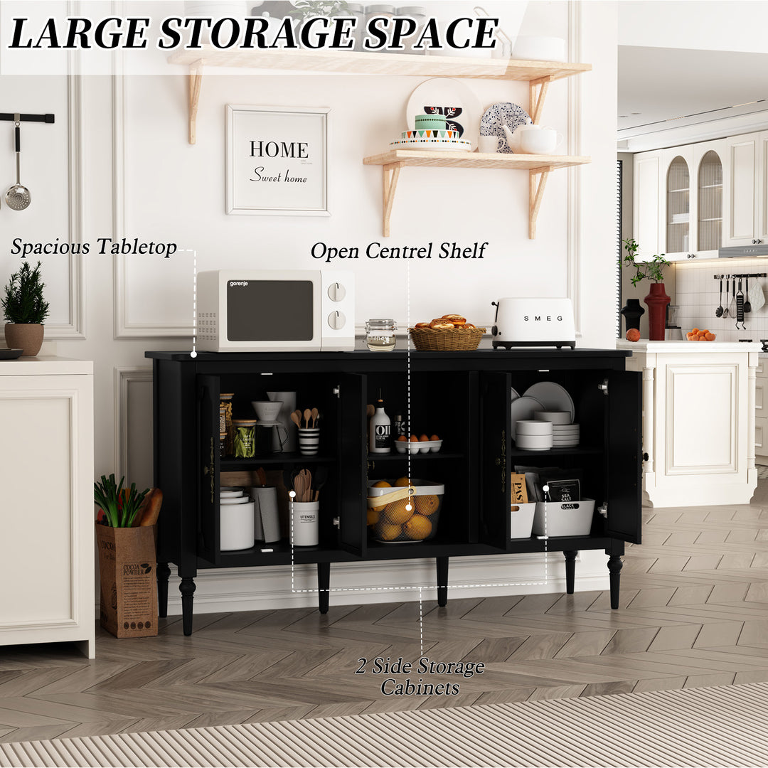 HLR® 67'' Modern Farmhouse TV Stand with Wood Center for 75'' TVs Storage and Cable Management for Living Room