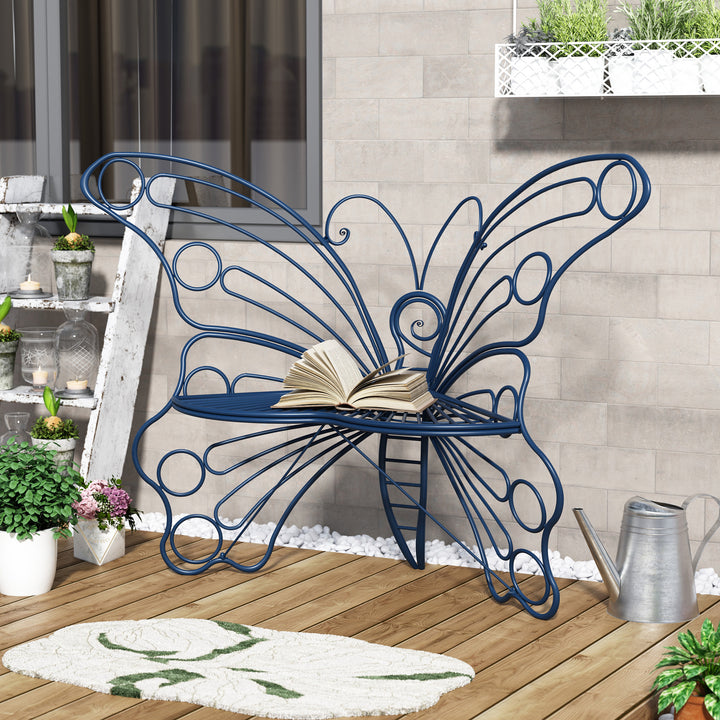 50" Butterfly-Design Cast Iron Outdoor Bench – Heavy-Duty Weatherproof Patio Seat with Rust-Resistant Finish (Garden & Yard)