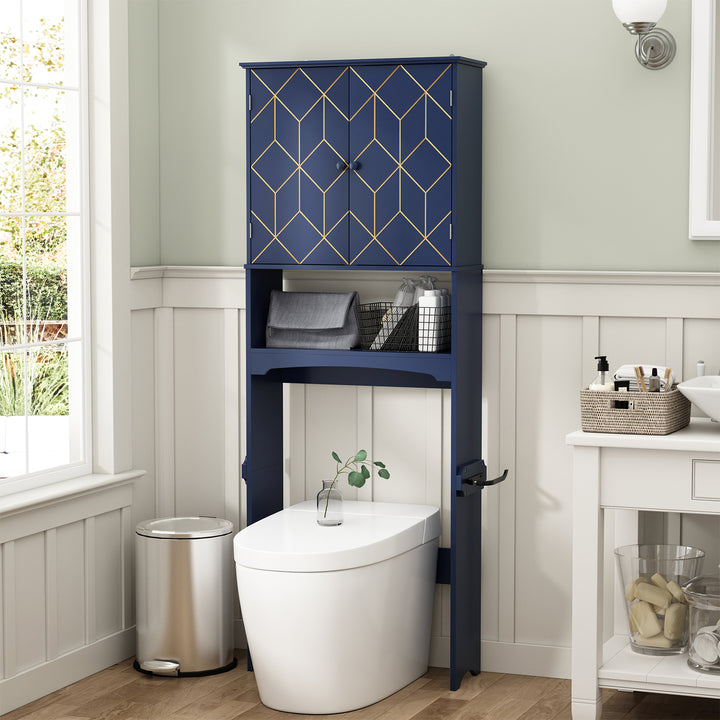 HLR® Space-Saving Over-The-Toilet Storage Cabinet with Doors & Adjustable Shelves – Fits Most Standard Toilets for Bathroom Organization