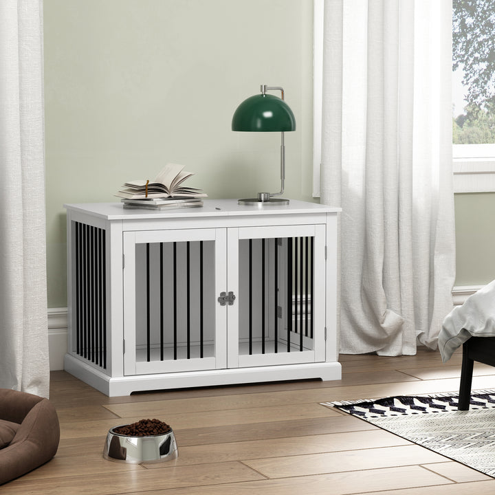 HLR® Furniture-Style Decorative Dog Crate for Small & Medium Dogs with Cushion Flip-top Plate and Chew-Proof Metal Bars