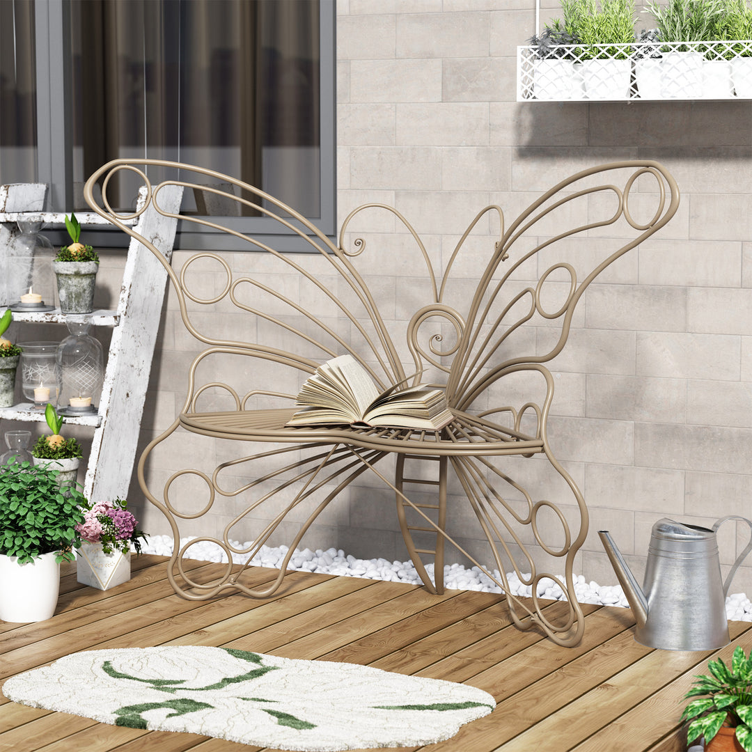 50" Butterfly-Design Cast Iron Outdoor Bench – Heavy-Duty Weatherproof Patio Seat with Rust-Resistant Finish (Garden & Yard)